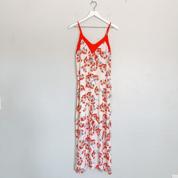 Collective Concepts White and Coral Floral Maxi Dress Small - Picture 1 of 5